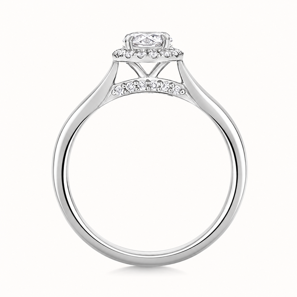18ct Gold 1.50ct Round Lab Diamond Halo Engagement Ring white gold alternative view