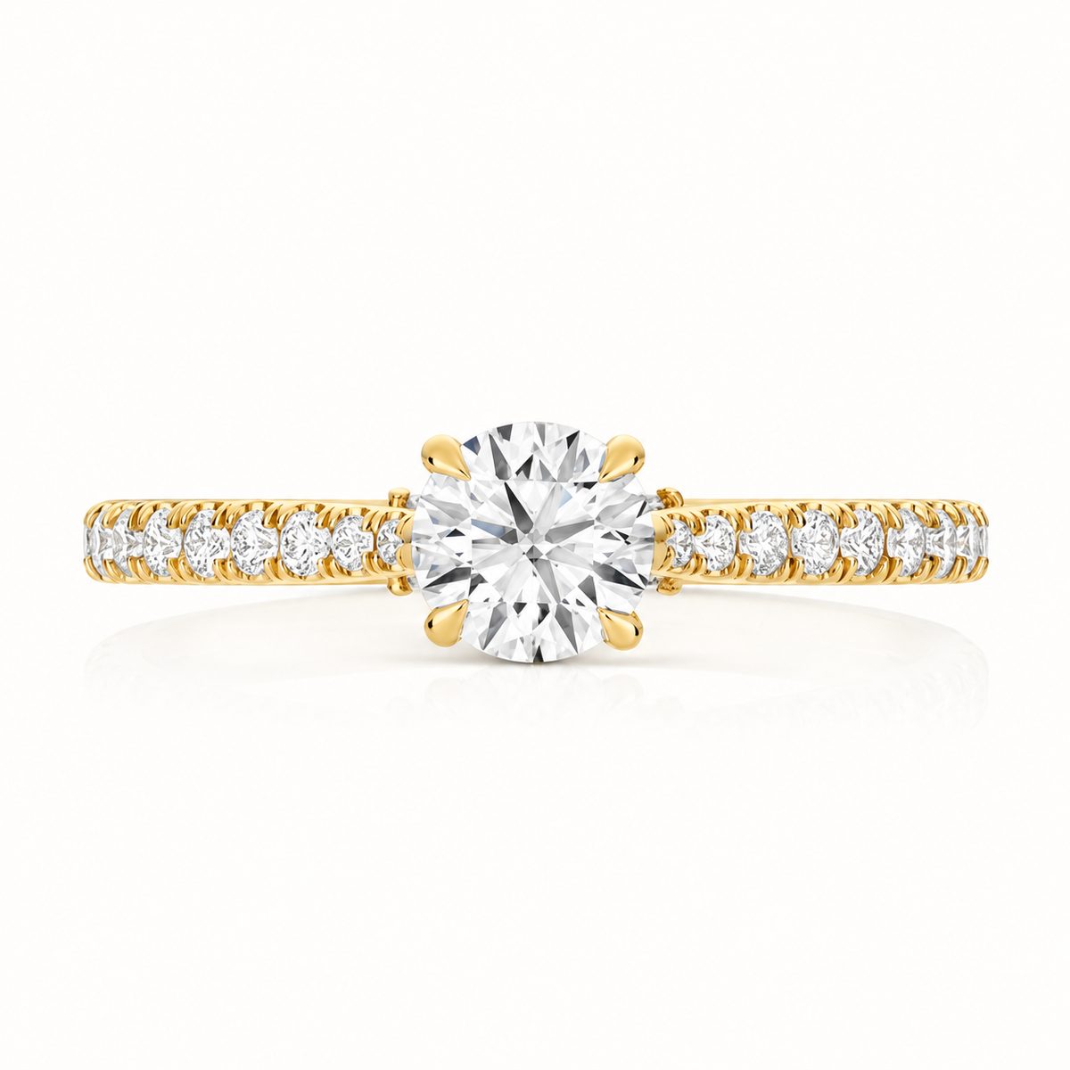 18ct Gold 0.50ct Round Lab Diamond Solitaire Engagement Ring with Diamond Shoulders yellow gold alternative view