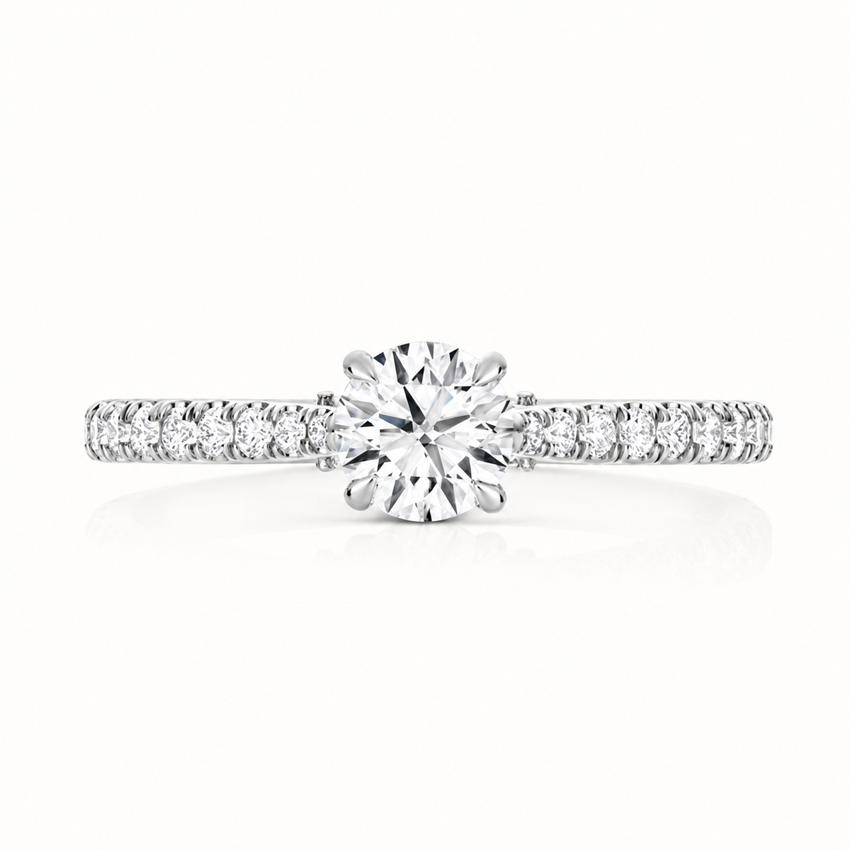 18ct Gold 0.50ct Round Lab Diamond Solitaire Engagement Ring with Diamond Shoulders white gold alternative view