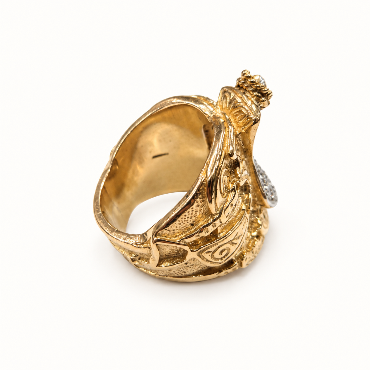 9ct Gold Ornate Rope CZ Ring — detail view