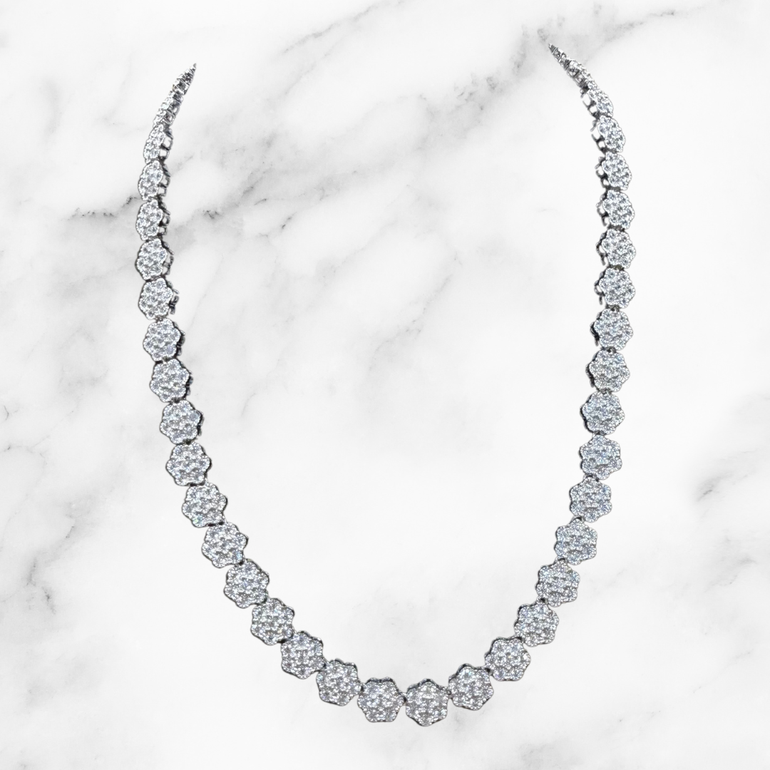 Silver Daisy Tennis Necklace