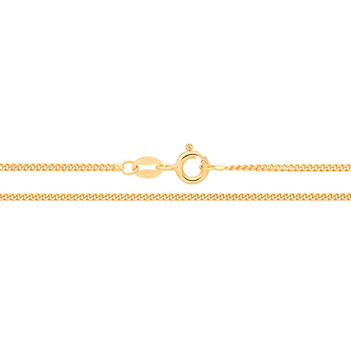 Sterling Silver Yellow Gold Plated Fine Curb Chain - G1058Y