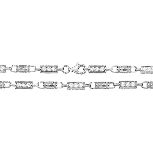 Sterling Silver CZ and Greek Design Chain - G1069