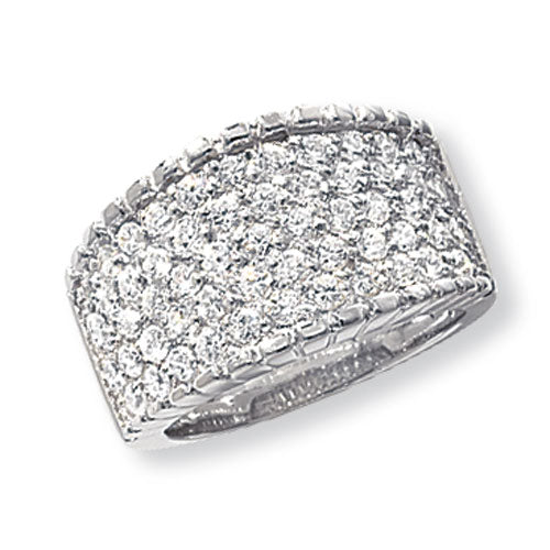 Sterling silver five row cubic zirconia ring G7072
