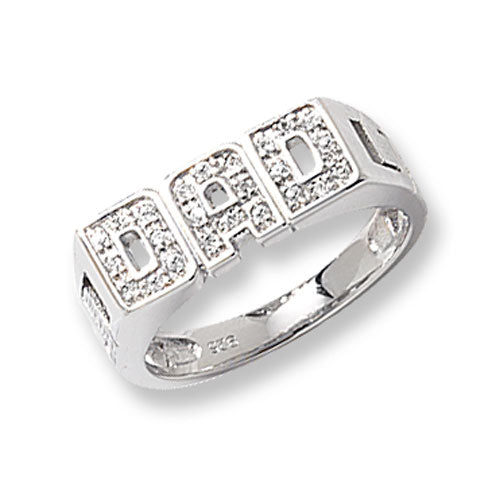 Sterling Silver Men's Curb Design Dad CZ Ring - G7097