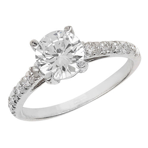 Sterling Silver Solitaire CZ Ring - G7128