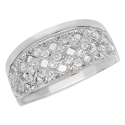 Sterling Silver CZ Plaited Ring - G7132