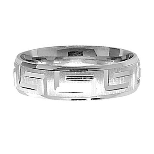 Sterling Silver 6 mm Greek Design Wedding Band - G7178