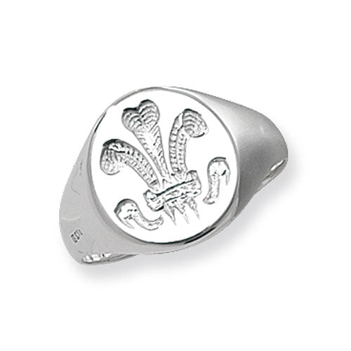 Sterling Silver Men's Prince Of Wales Feathers Ring - G7233