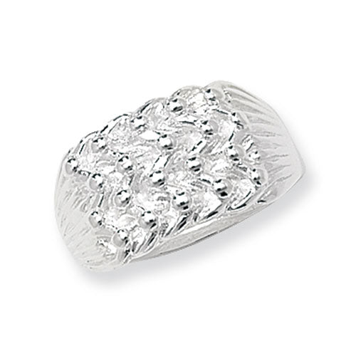 Sterling Silver Men's Four Row Keeper Ring - G7234