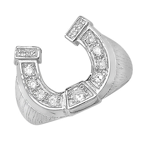 Sterling Silver Men's Horseshoe CZ Ring - G7338