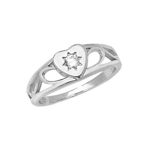 Sterling Silver Baby's CZ Set Heart Ring - G7399CZ