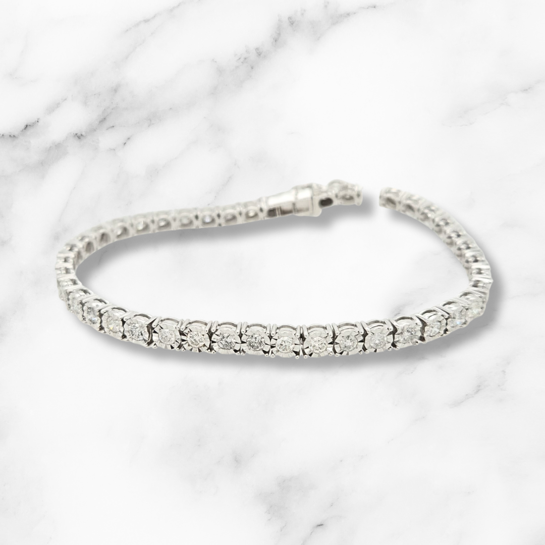 White Gold Diamond Illusion Tennis Bracelet
