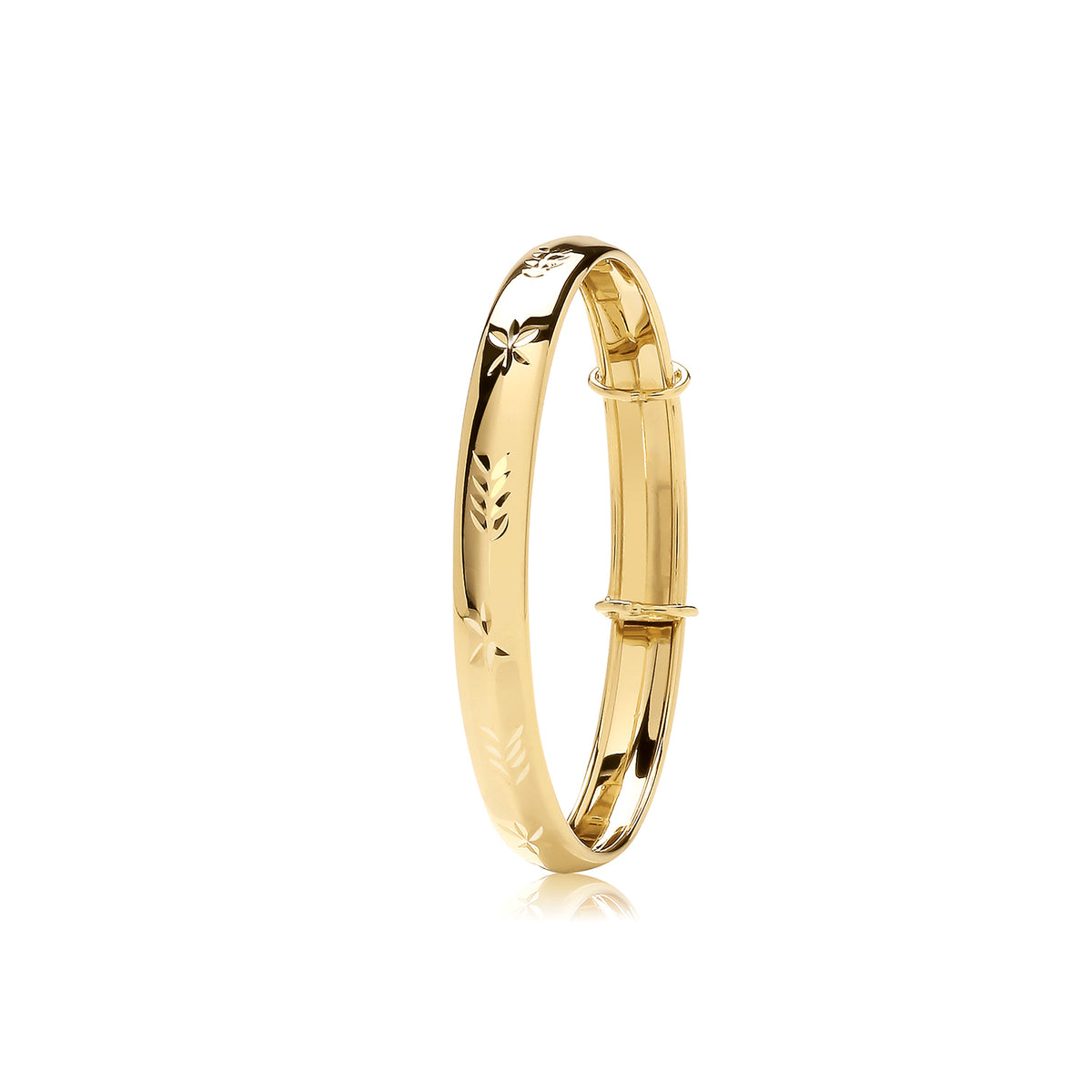 9ct Yellow Gold Diamond Cut Baby Expanding Bangle - BN434