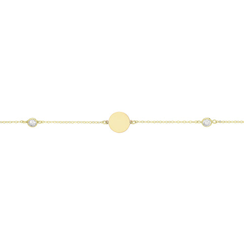 9ct Gold Round Id Bracelet With CZ - BR672