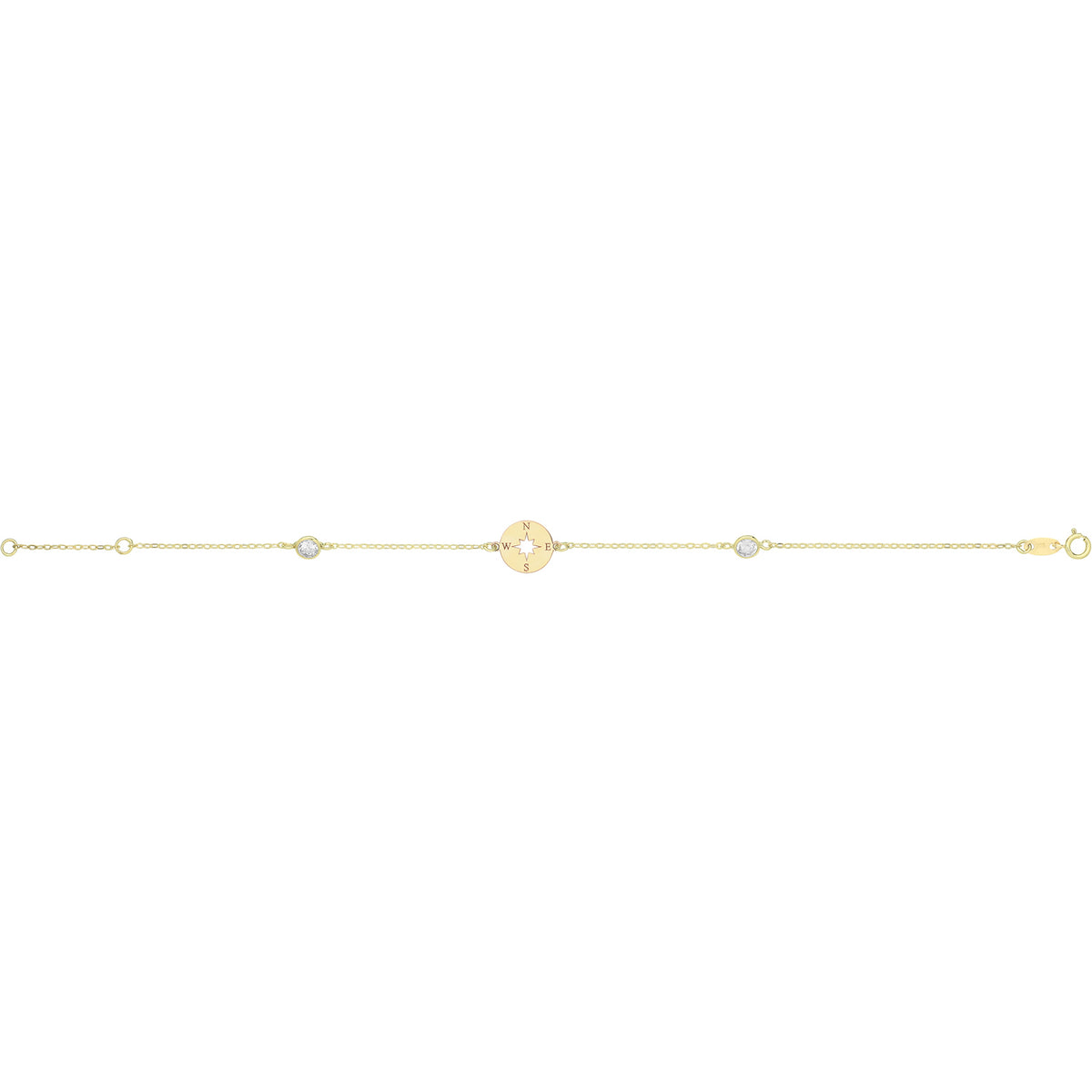 9ct Gold Compass Bracelet With CZ - BR674