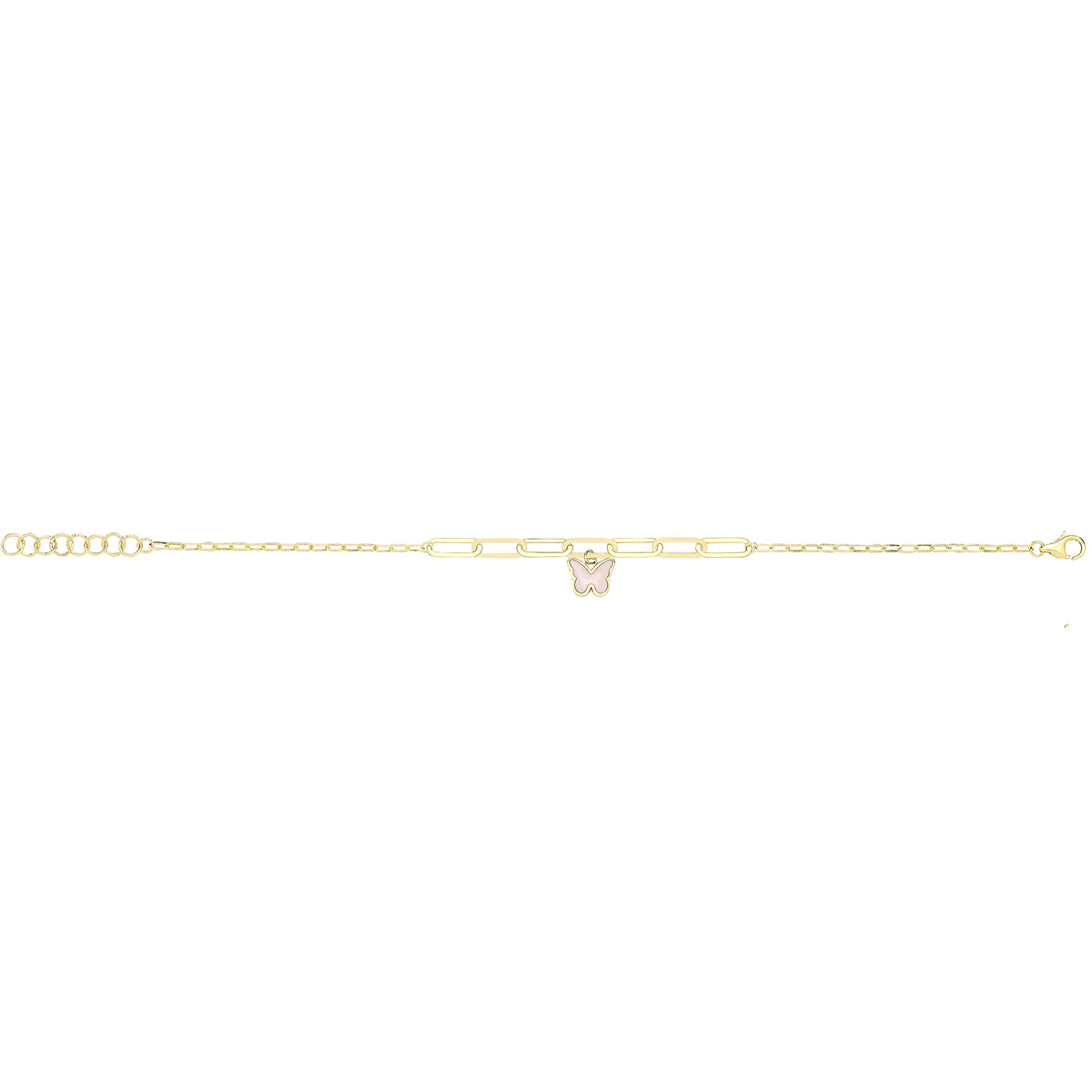 9ct Yellow Gold White Enamel Butterfly Bracelet - BR731