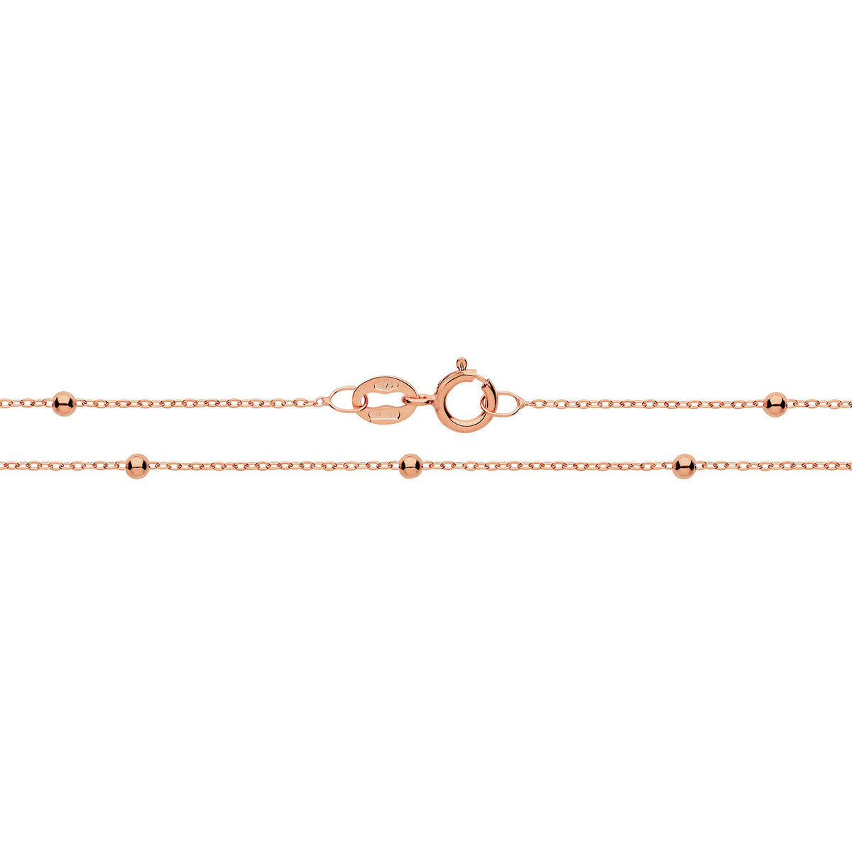 9ct Rose Gold Flat Trace And Bead Chain - CH179R