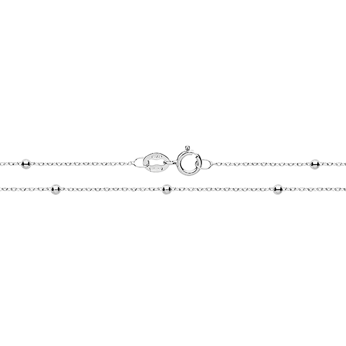 9ct White Gold Flat Trace And Bead Chain - CH179W