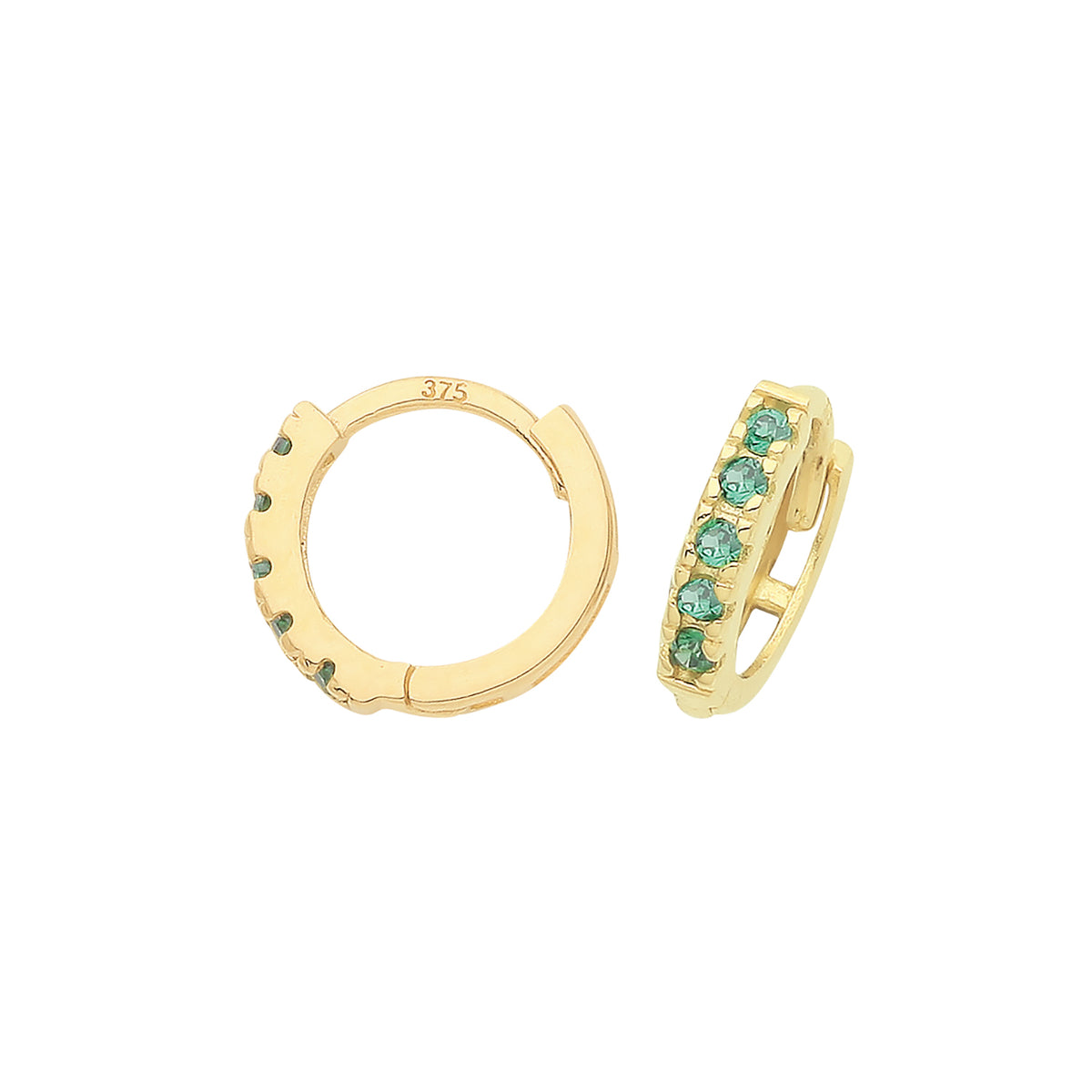 9ct Gold Emerald Green CZ Huggies - ER1179E - Default Title