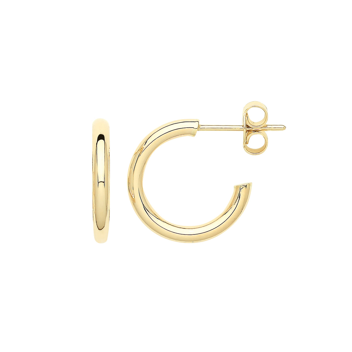 9ct Gold Hoops With Post - ER1191 - 12 mm