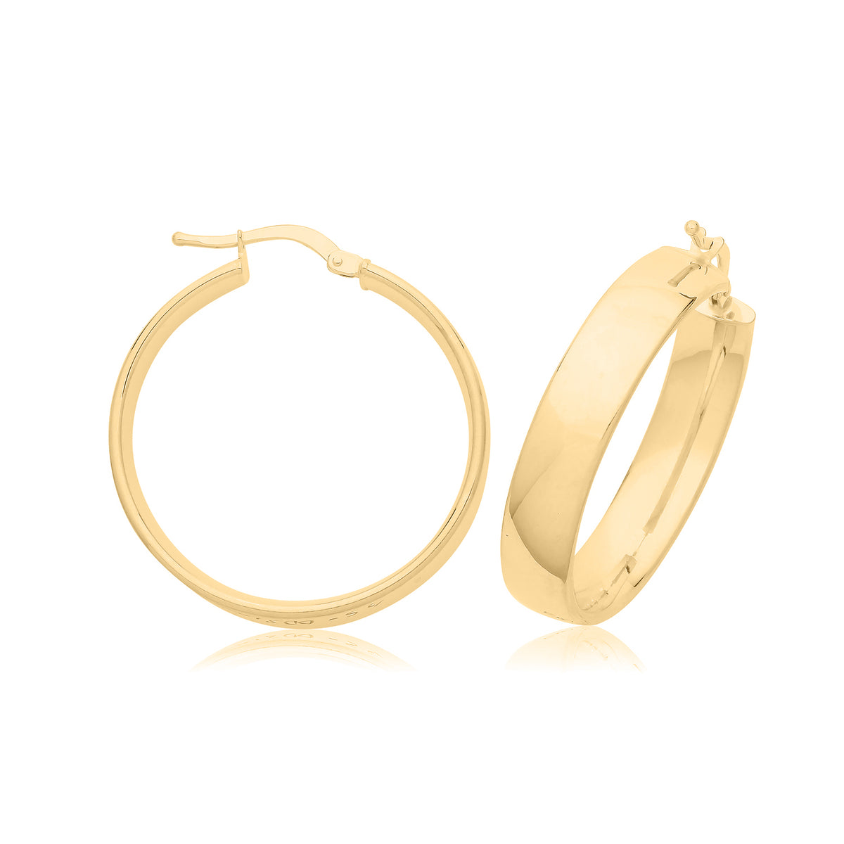 9ct Gold 6mm Tube Hoops - ER1200 - 25 mm