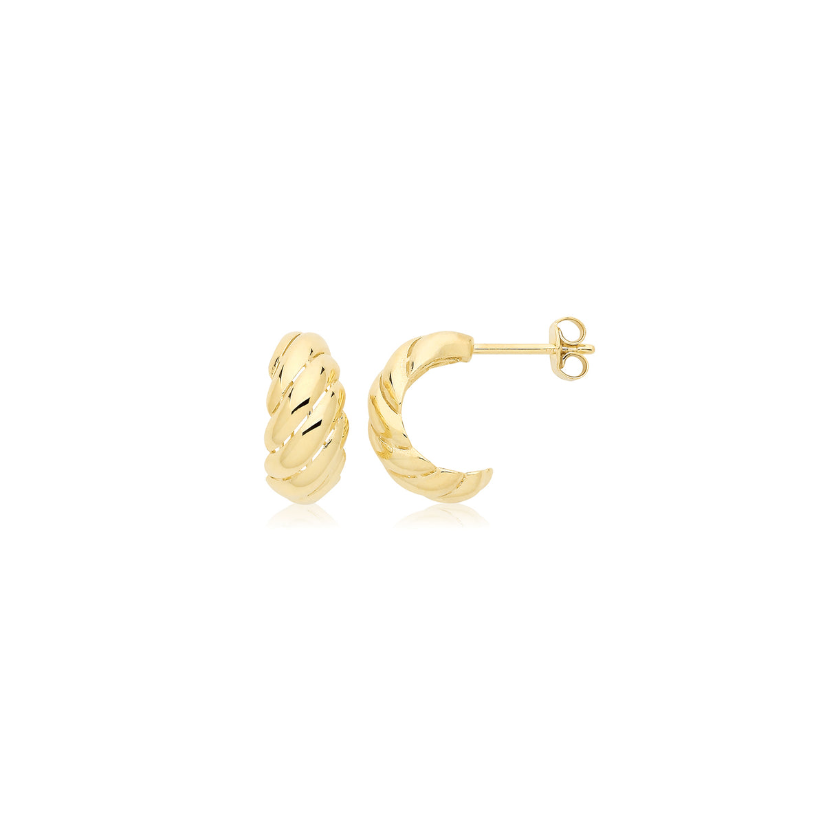 9ct Yellow Gold Gentle Twist Hoop Studs - ER1206 - Default Title