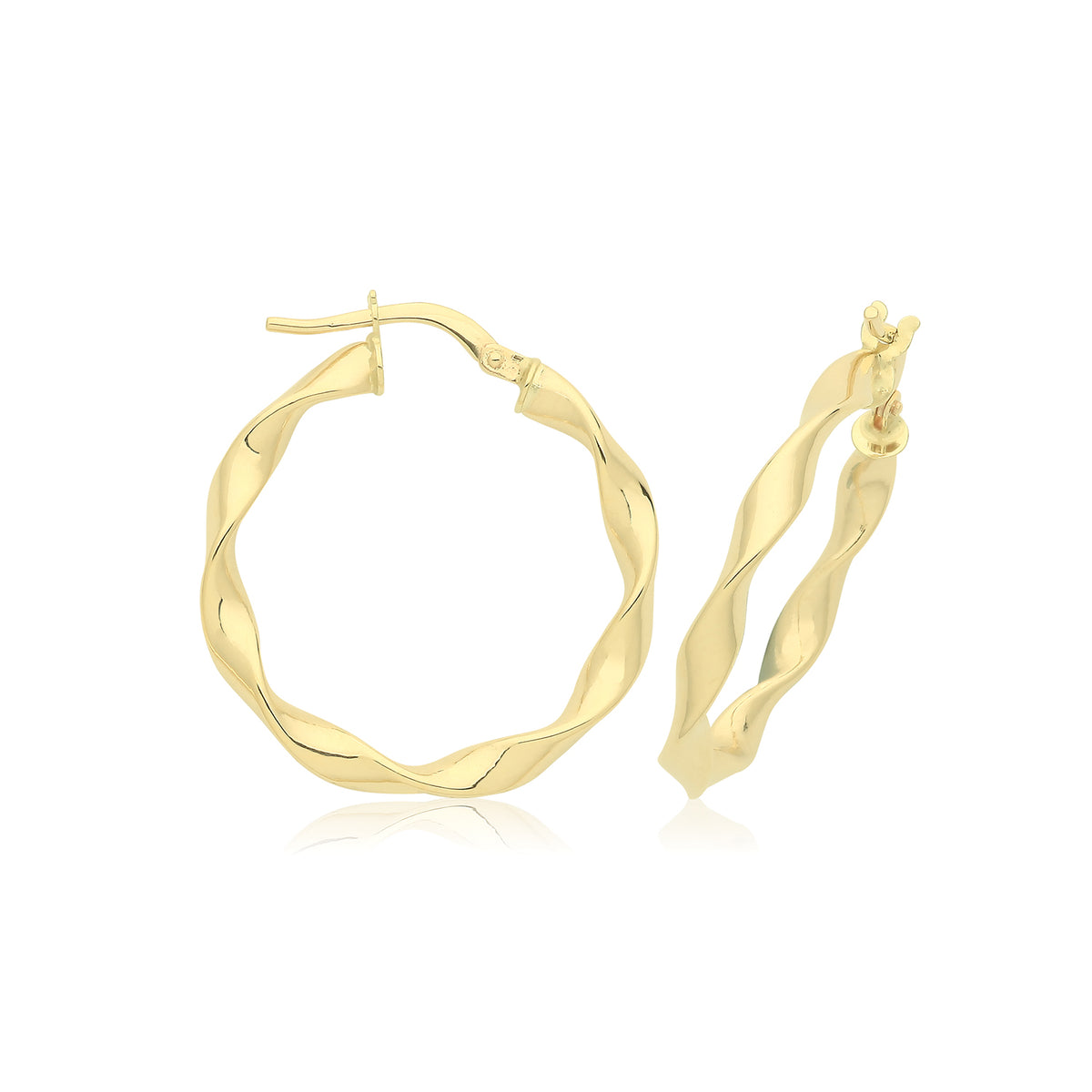 9ct Gold Twist Hoops - ER1211 - 20 mm