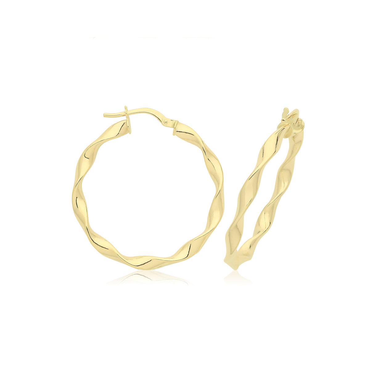 9ct Gold Twist Hoops - ER1211 - 25 mm