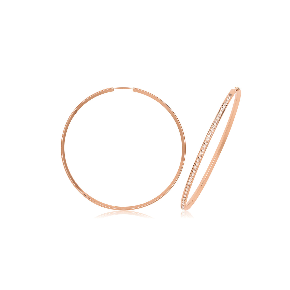 9ct Gold Thin CZ Hoops - ER1212R - 50 mm