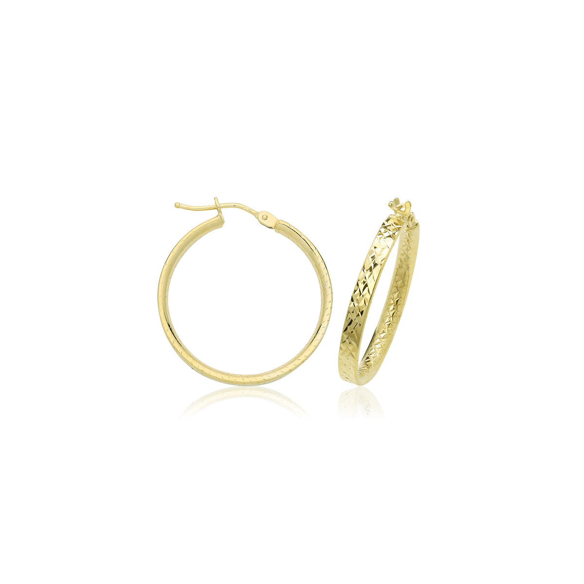 9ct Gold Diamond Cut Hoops Earrings - ER1221 - 20 mm
