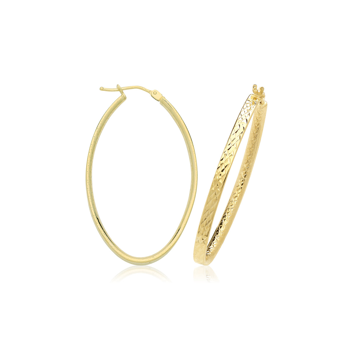 9ct Gold Diamond Cut Hoops Earrings - ER1221 - V4