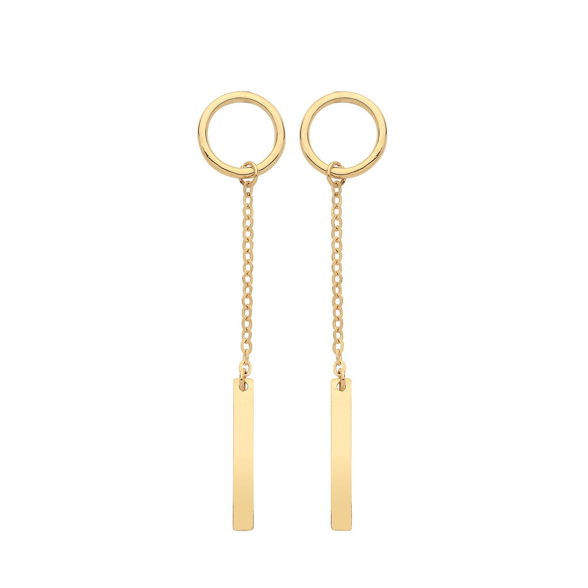 9ct Gold Circle And Bar Chain Drops - ES1649