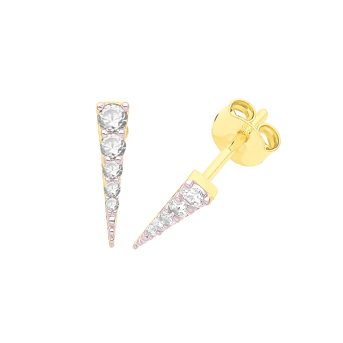 9ct Gold Pave Set Spike Studs - ES1662