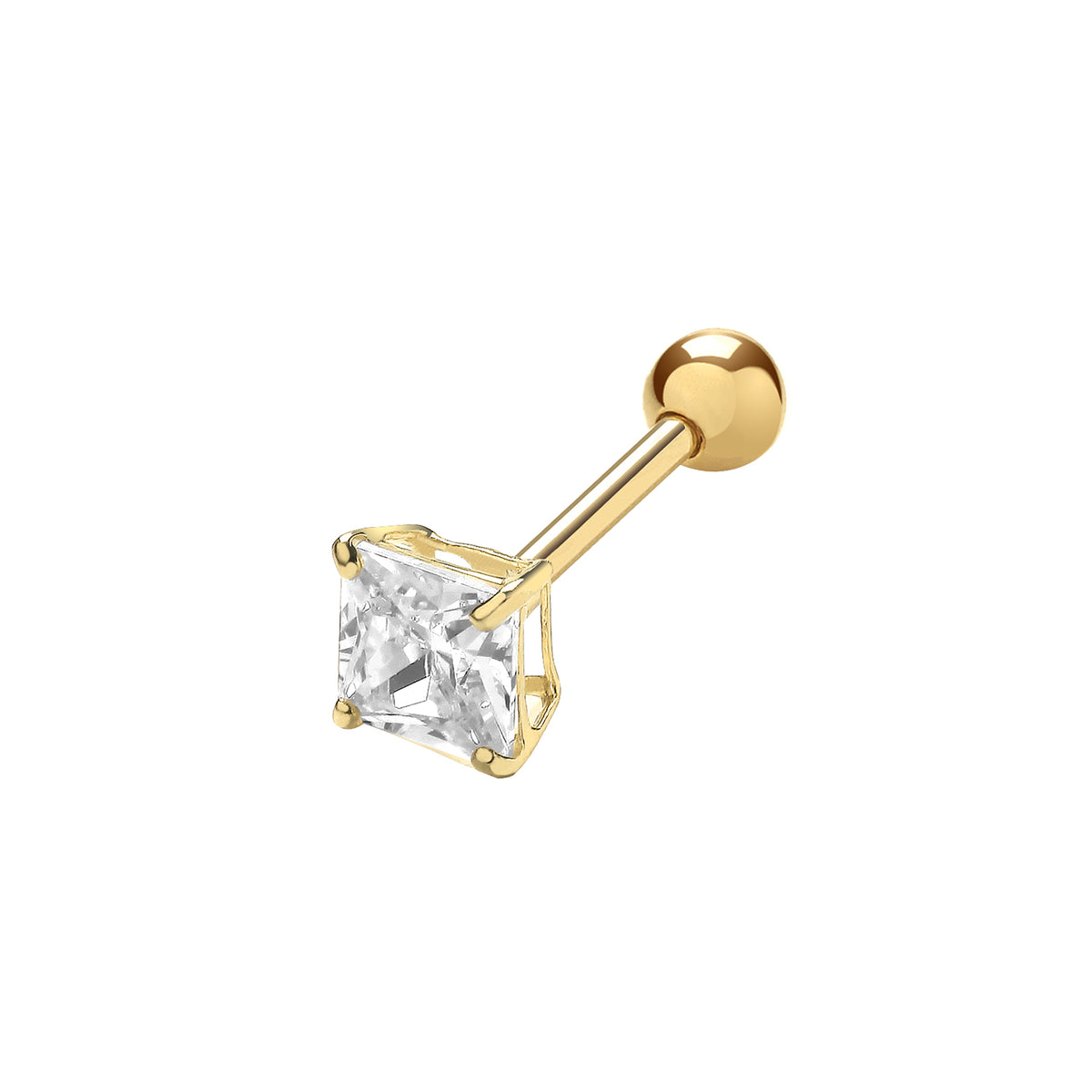 9ct Gold Square CZ Cartilage Studs - ES1992