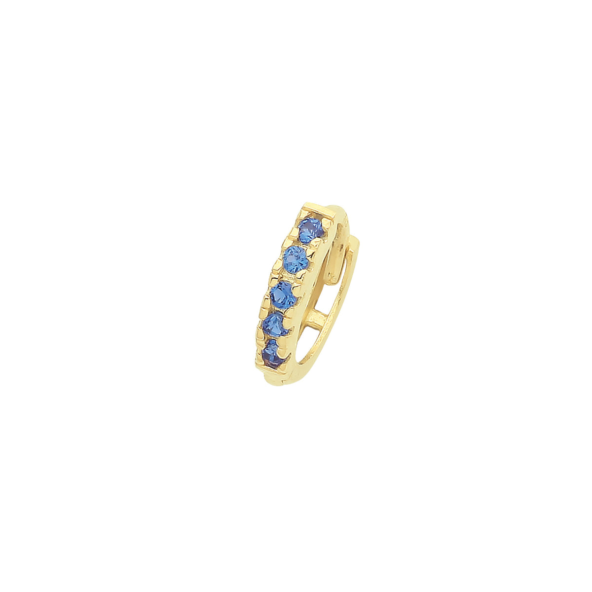 9ct Gold Sapphire Blue CZ Single Cartilage Huggies - ES1995S