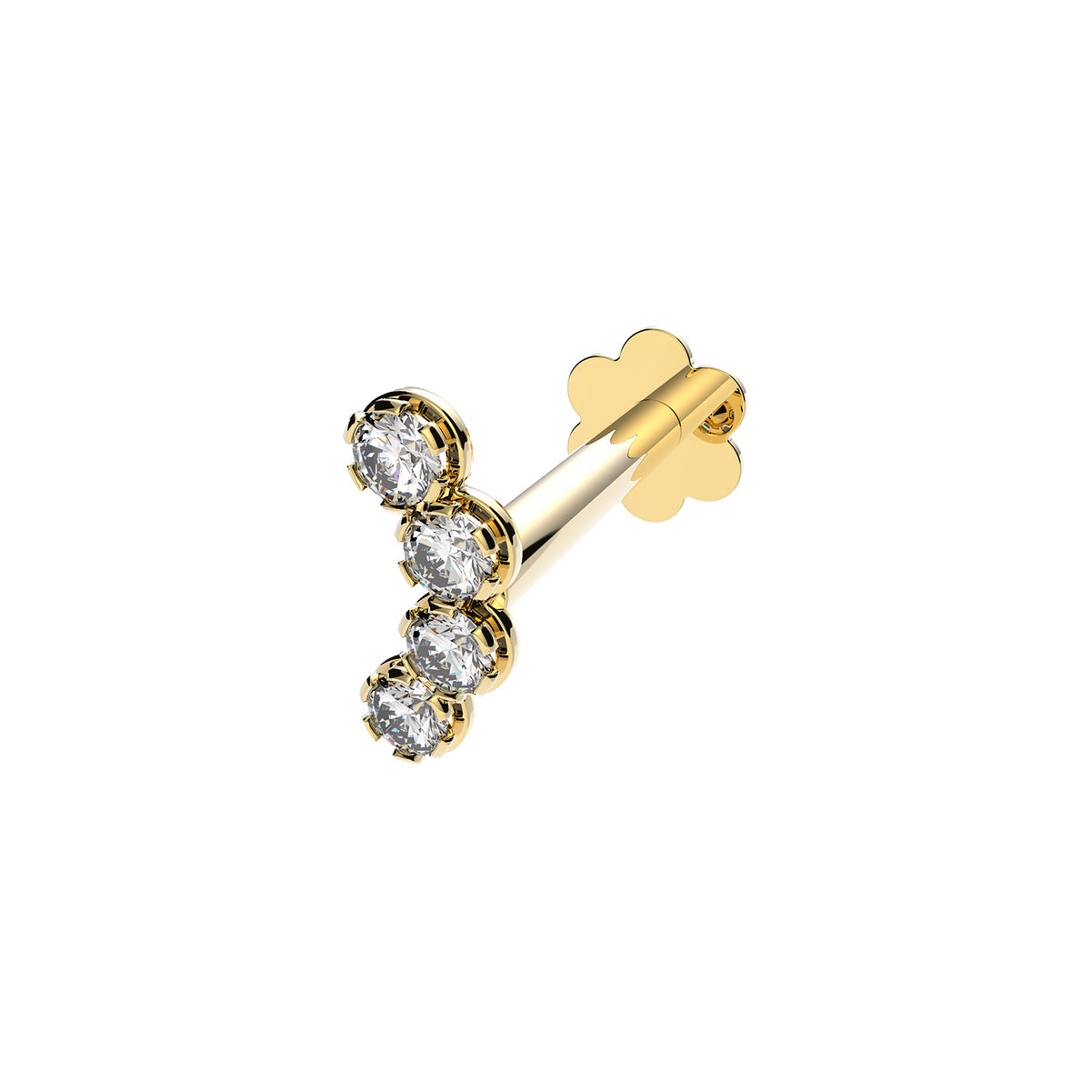 9ct Gold Curved CZ Bar Cartilage Labret - ES2038