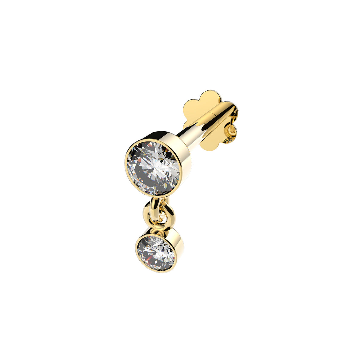 9ct Gold CZ Drop Cartilage Labret - ES2049