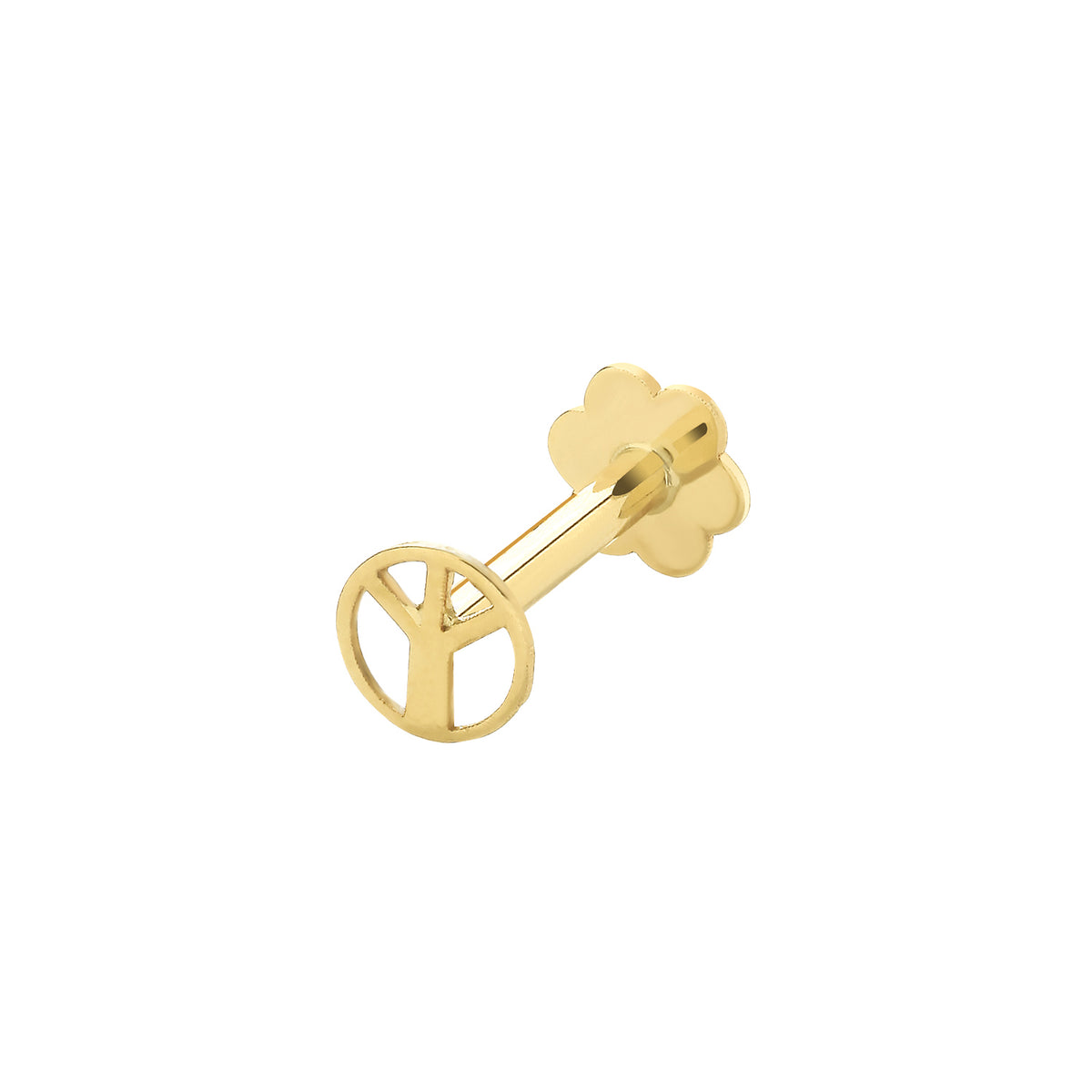 9ct Gold Peace Sign Cartilage Labret - ES2051