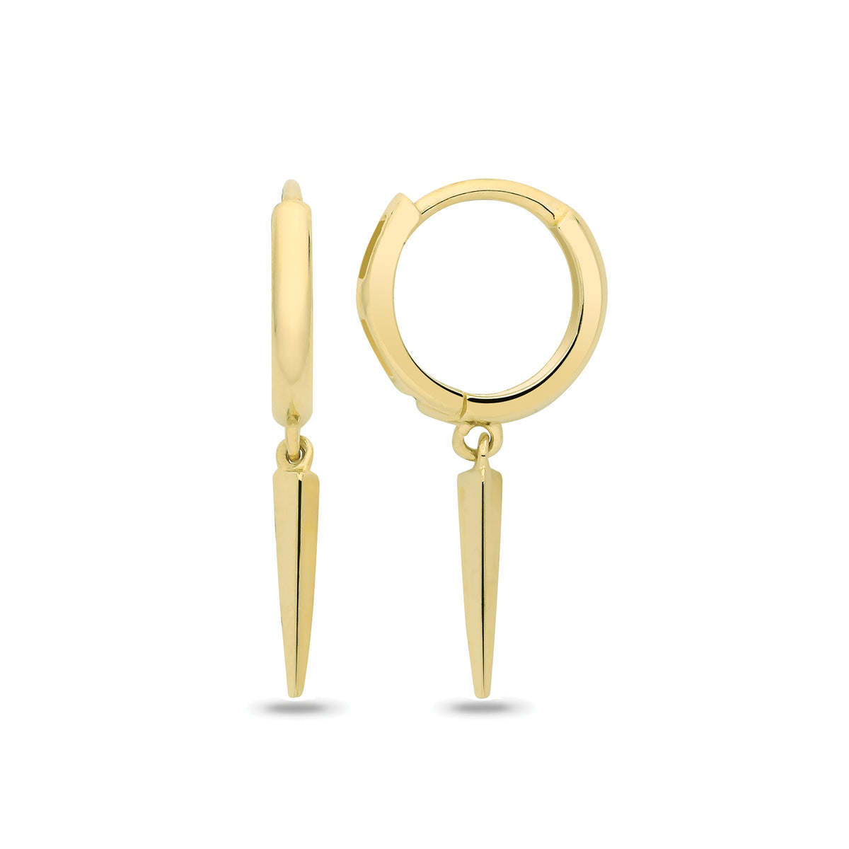 9ct Yellow Gold Huggy Spike Drop Earrings - ES2124