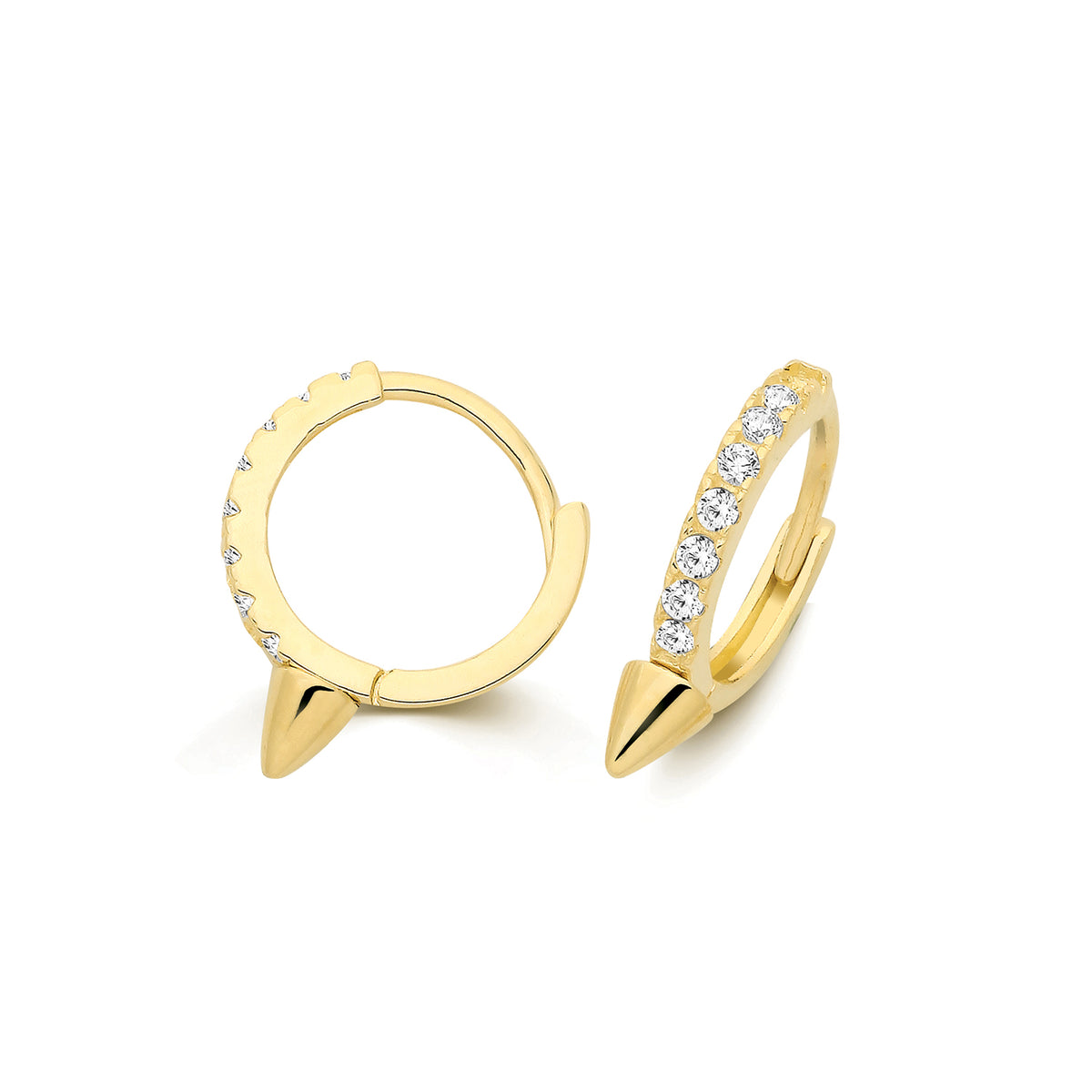 9ct Yellow Gold CZ Spike Huggies - ES2126