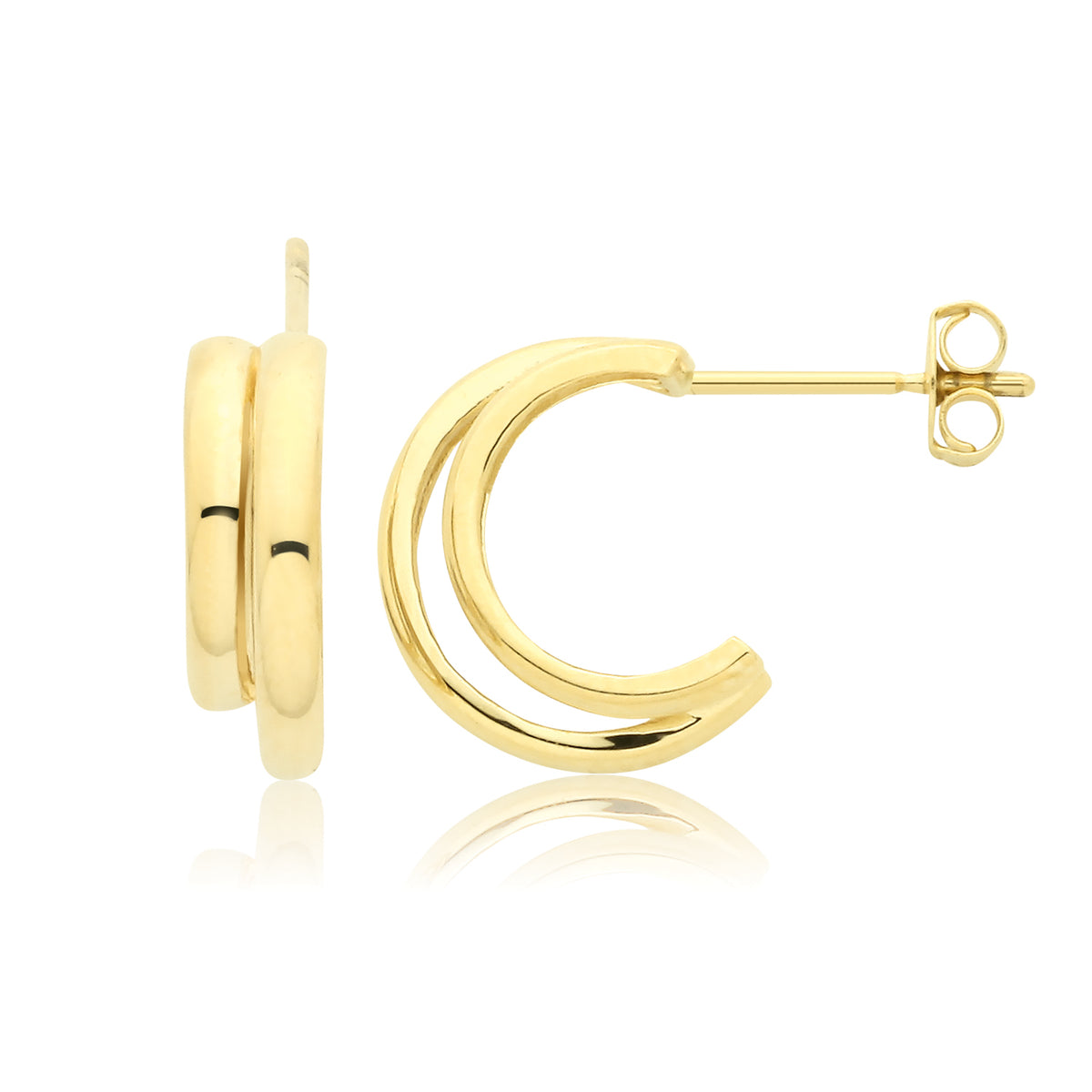 9ct Yellow Gold Double Claw Hoop Stud - ES2182