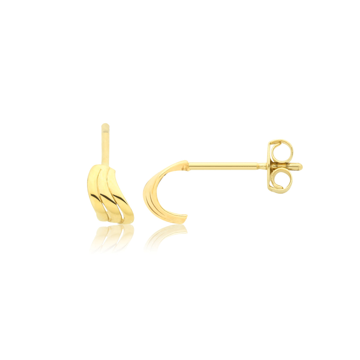9ct Yellow Gold Triple Row Huggie Stud - ES2184