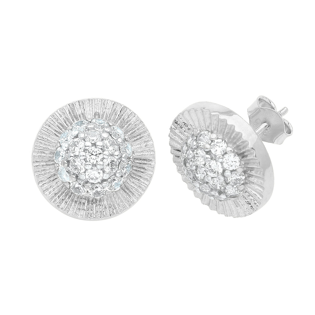 9ct White Gold Round CZ Studs - ES546W