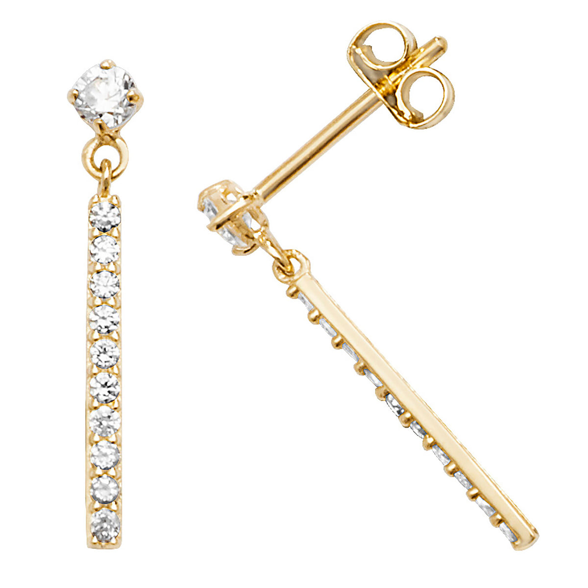 9ct Gold CZ Bar Drops - ES592