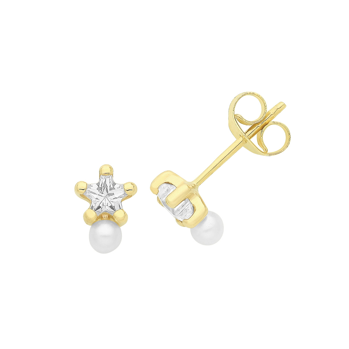 9ct Gold CZ And Pearl Studs - ES726