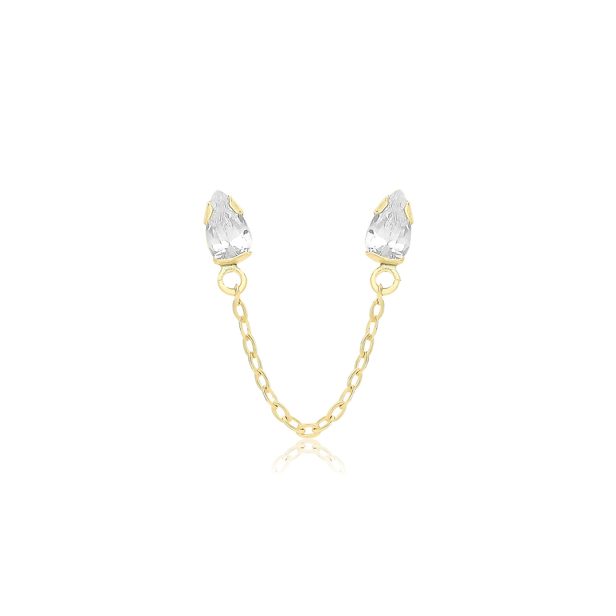 9ct Gold CZ Studs With Connecting Chain - ES745