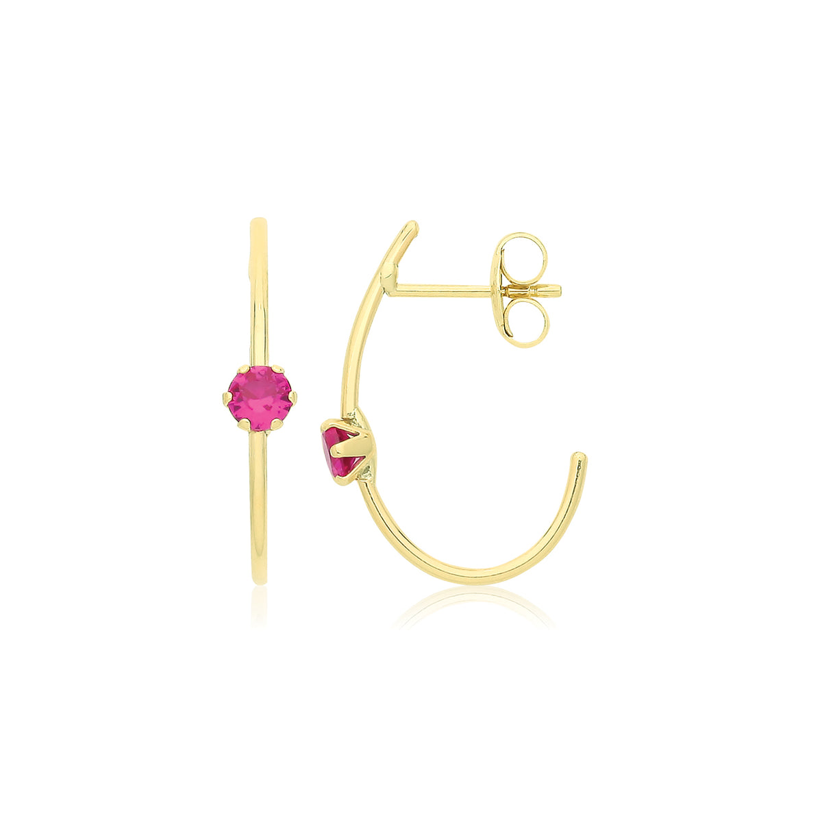 9ct Gold Coloured Single CZ Half Hoop Oval Studs - ES749R
