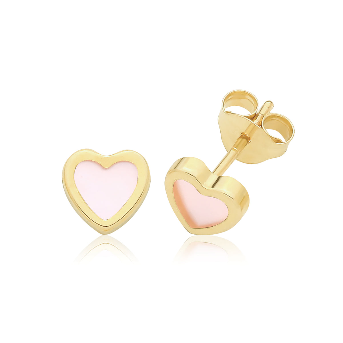 9ct Yellow Gold M.O.P. Heart Studs - ES762