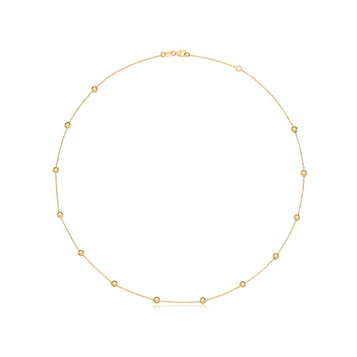9ct Yellow Gold 17" Beaded Necklet - NK438